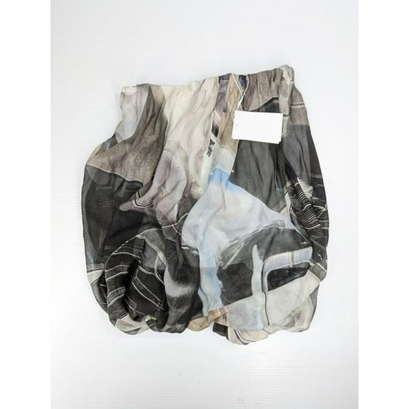 Helmut Lang Women's Silk Bubble Skirt Silver Car Print Size XS (MSRP $395) - Picture 4 of 7